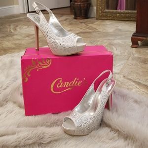 Candie's silver platform heels